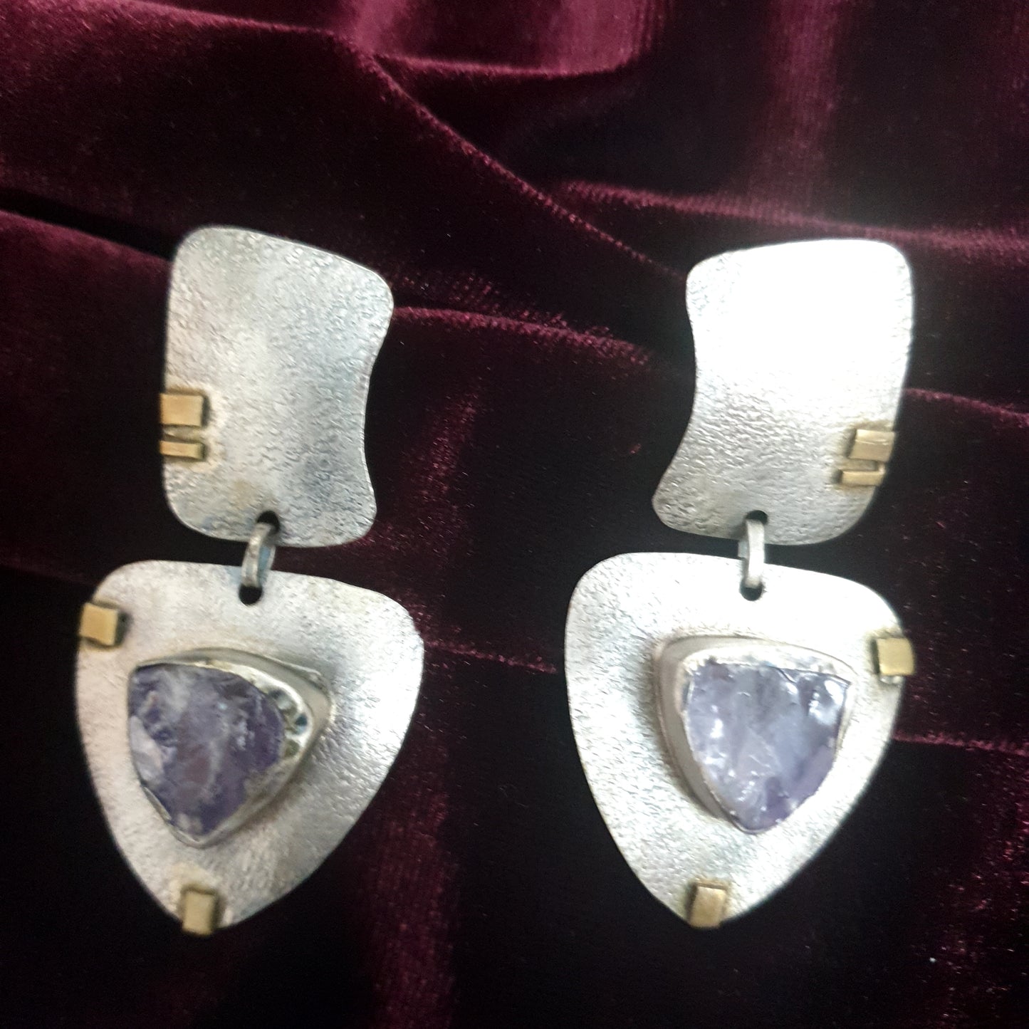 The Amethyst Triangle Earrings