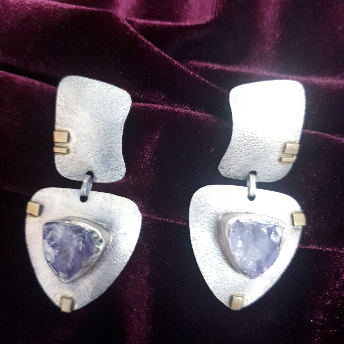 The Amethyst Triangle Earrings