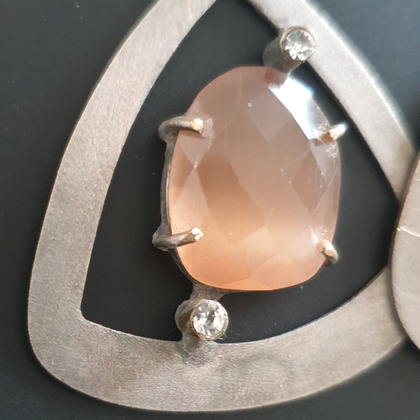 Triangle Silver Pink  Opal