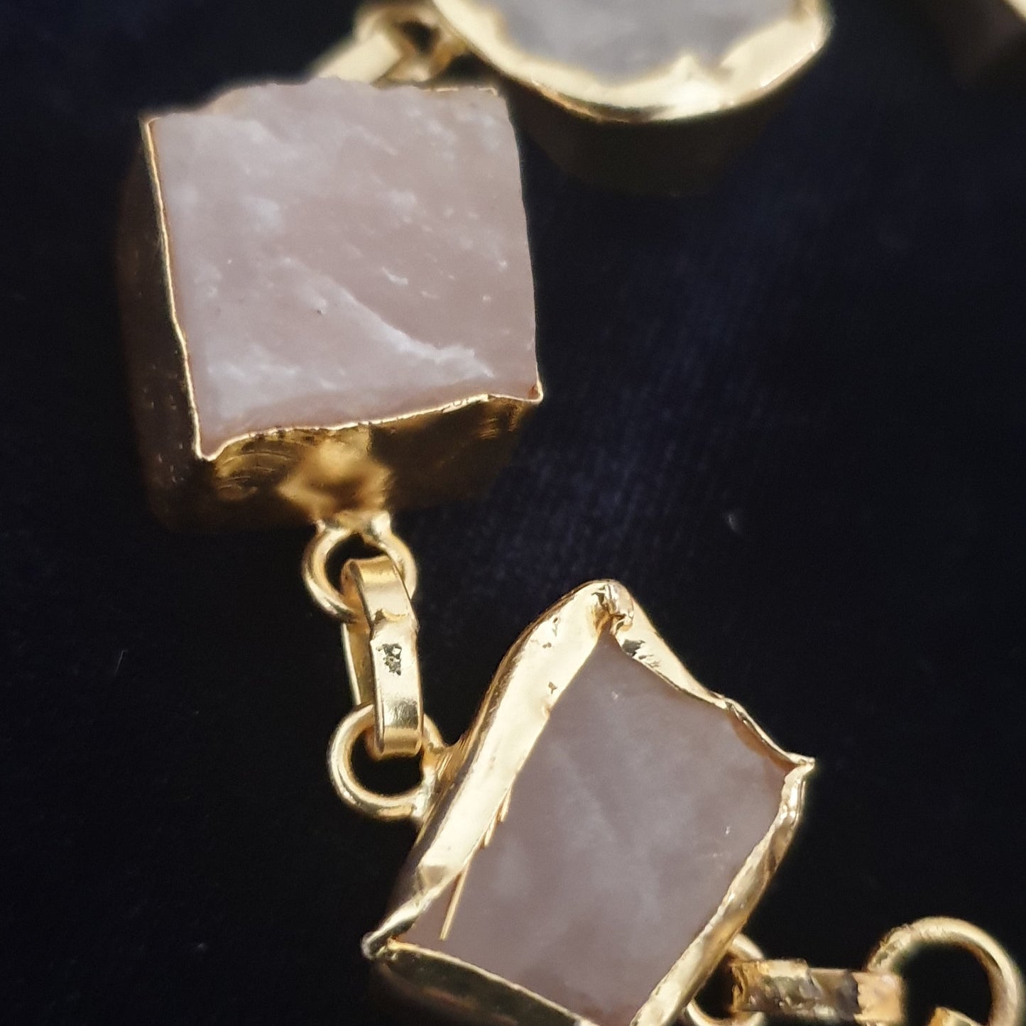 Link Pink Uncut Stone Bracelet