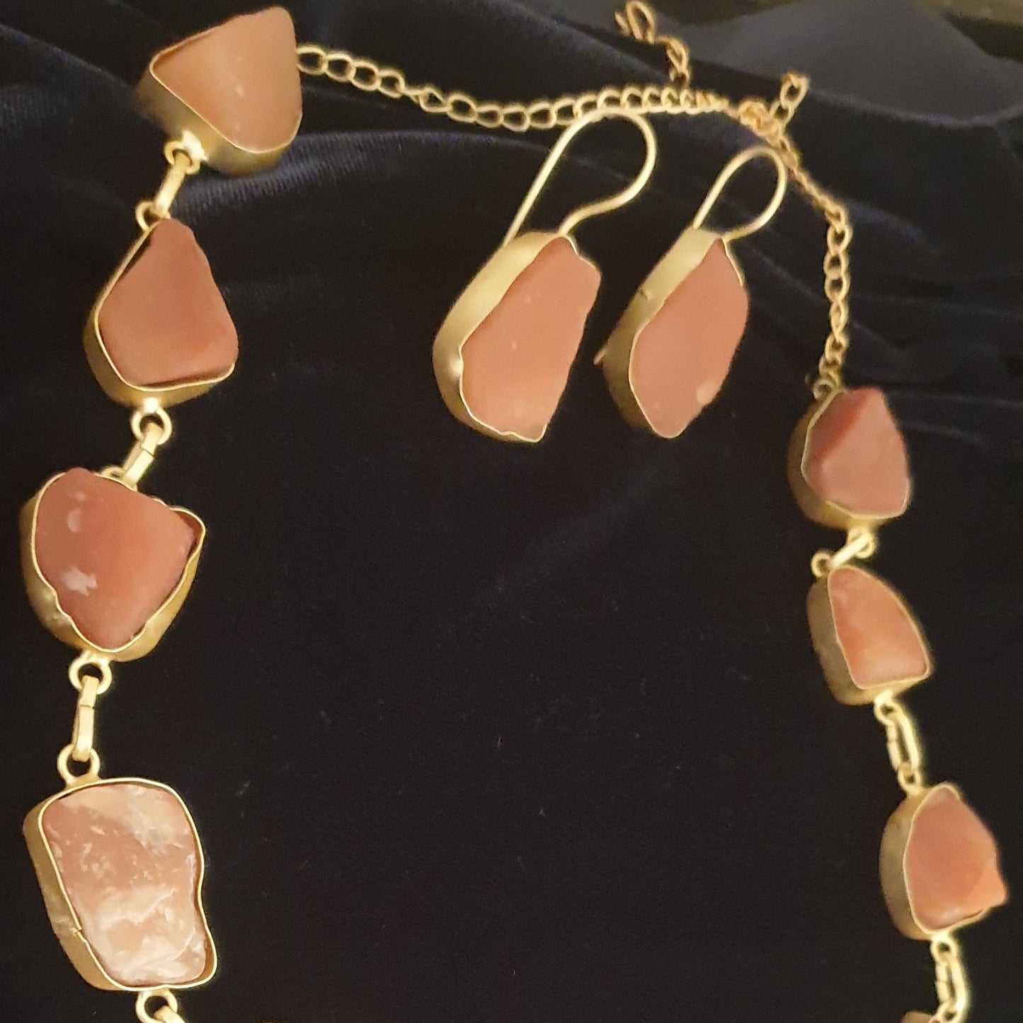 Rust Color Semi Precious Stone Necklace Set