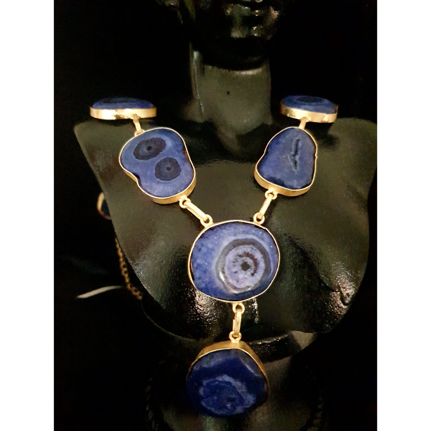 Blue Druzy Stone Necklace