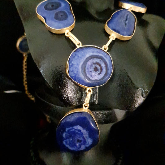 Blue Druzy Stone Necklace