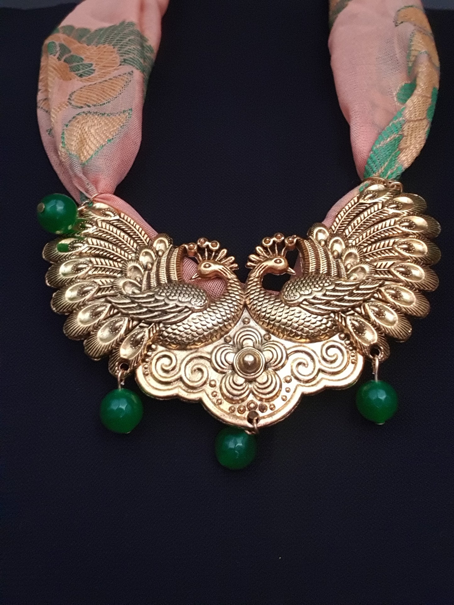 Sustainable Necklace- Green and Peach