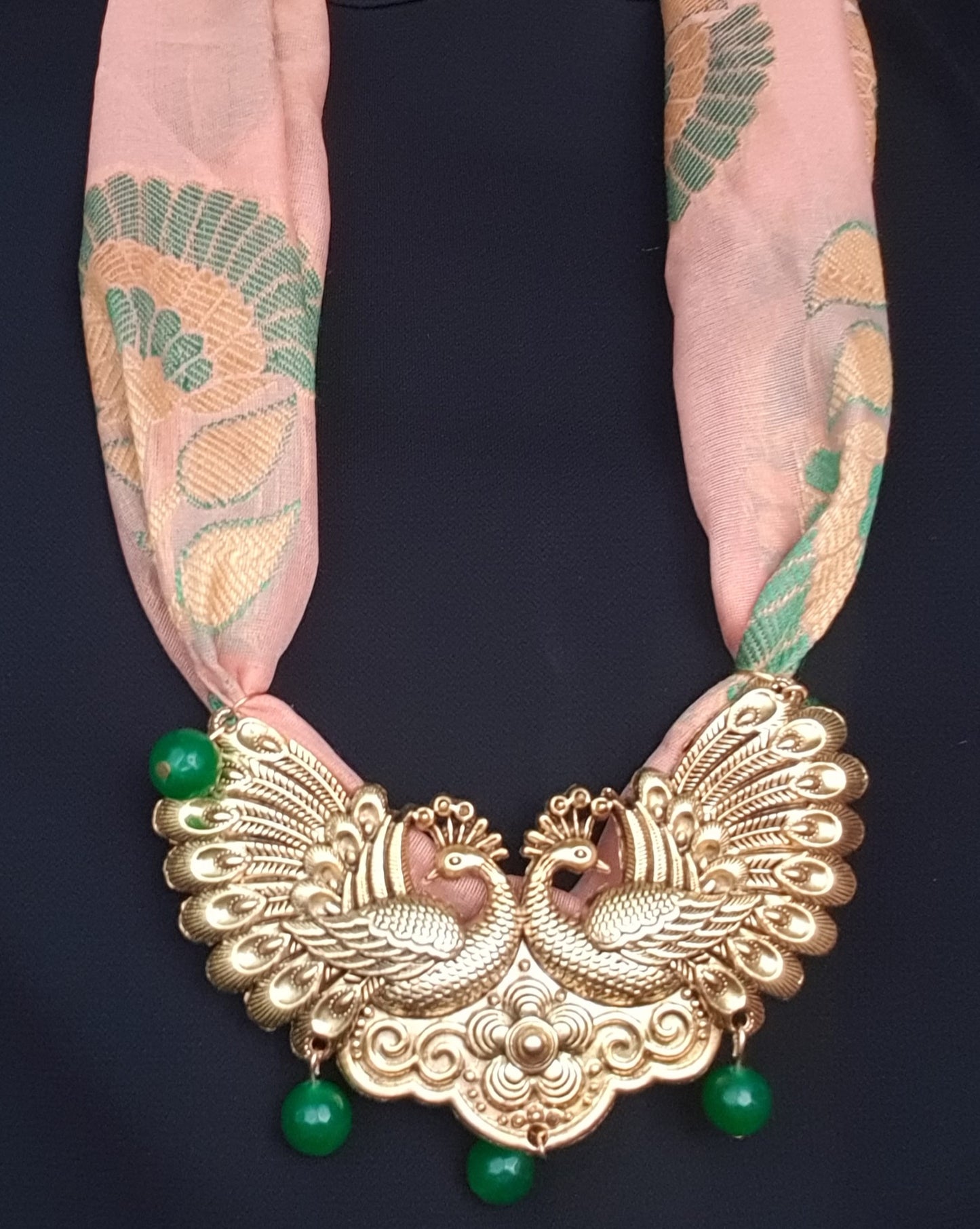 Sustainable Necklace- Green and Peach