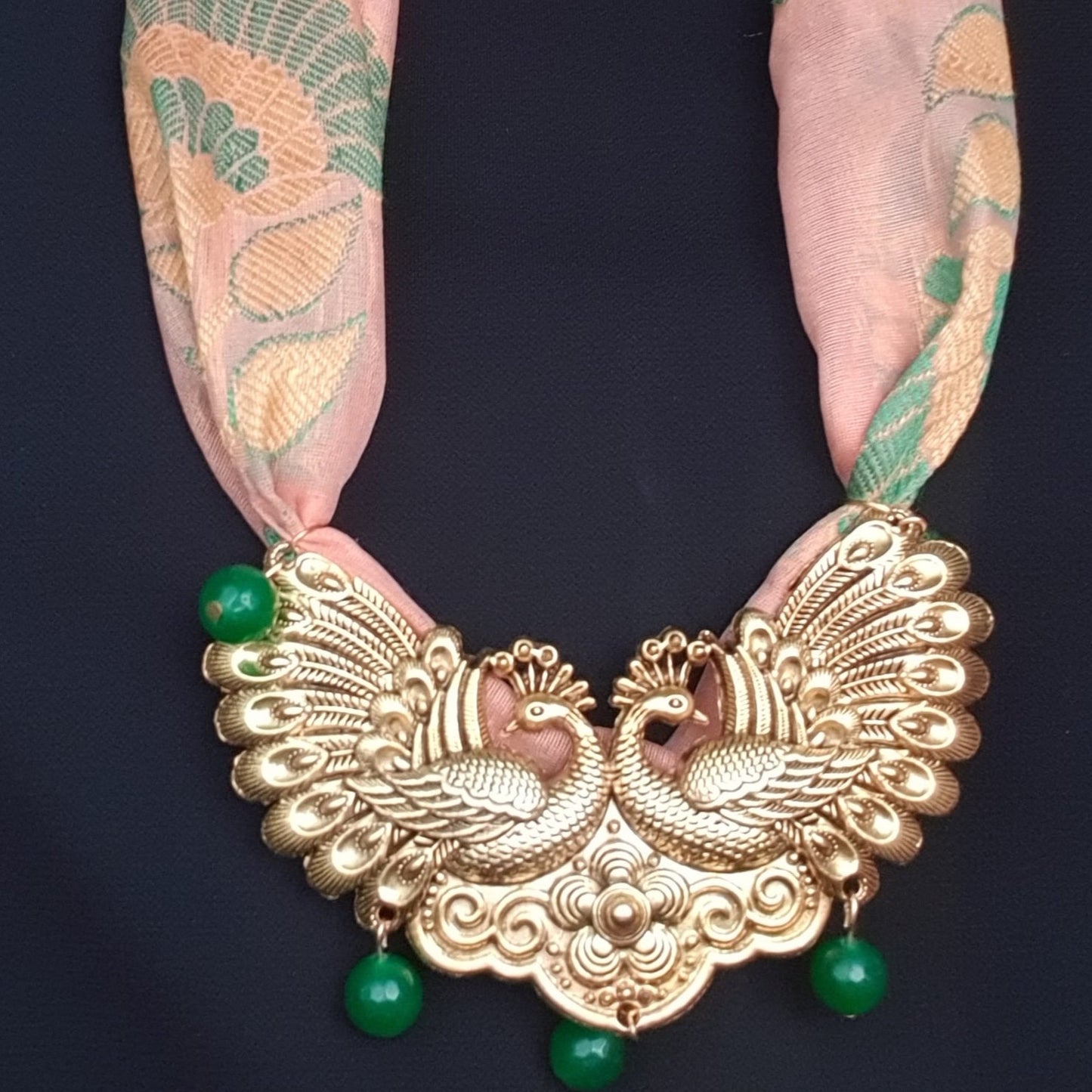 Sustainable Necklace- Green and Peach