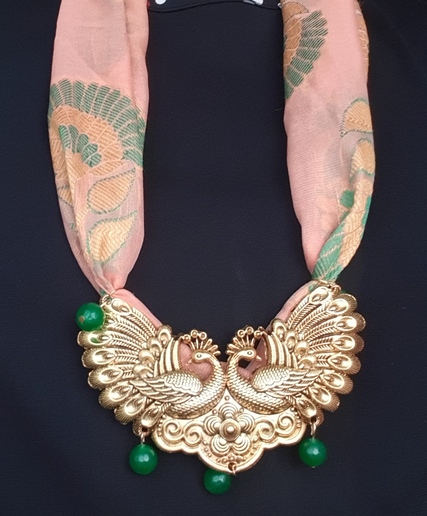 Sustainable Necklace- Green and Peach