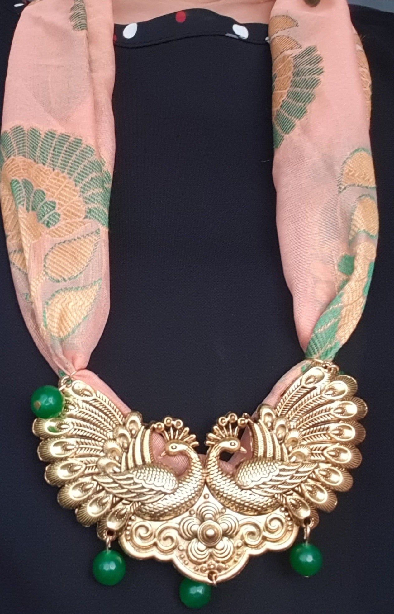 Sustainable Necklace- Green and Peach