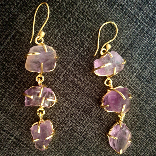 Uncut Amethyst Earrings