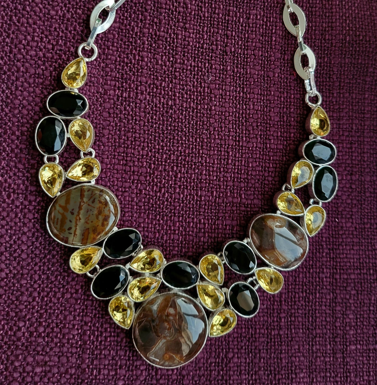 Topaz and Black Stone Necklace