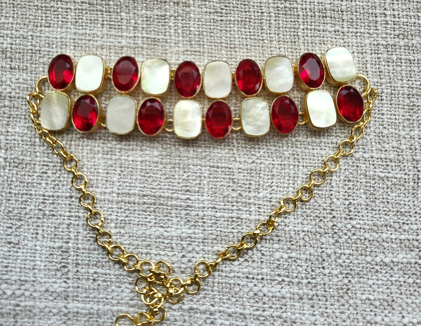 Red and White  Stone choker