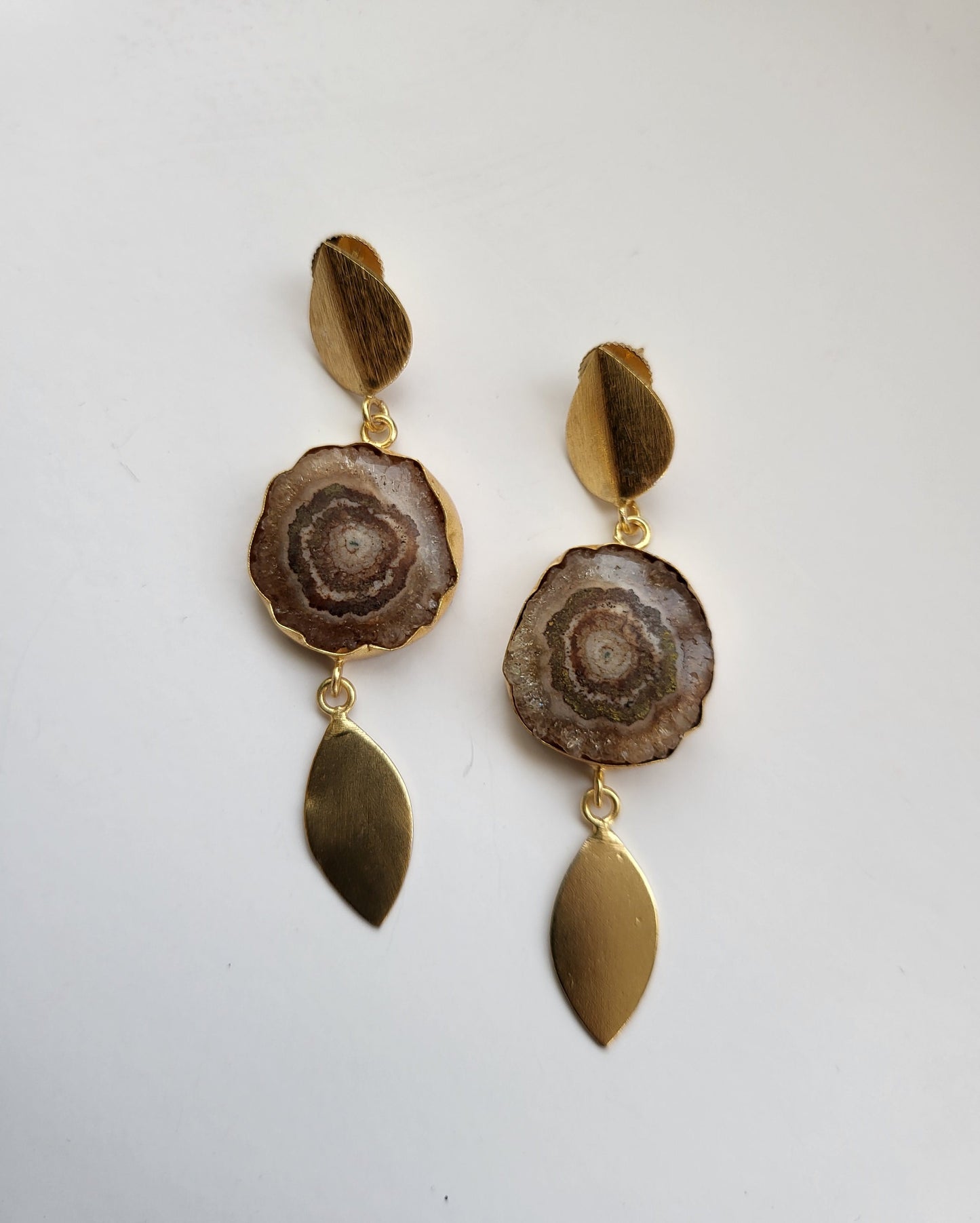 Brown Stone leaf Earrings