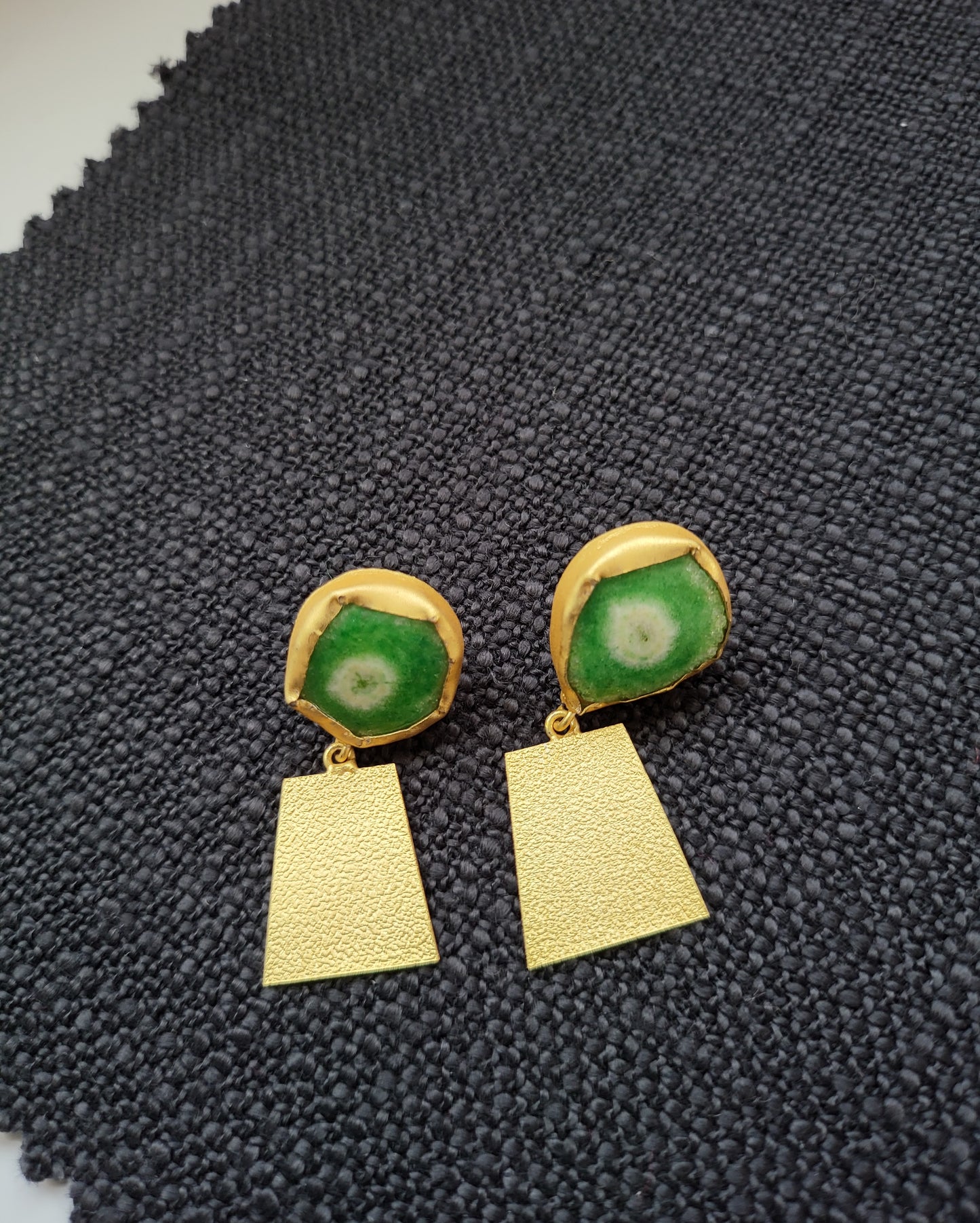 Green Druzy Stone Earrings