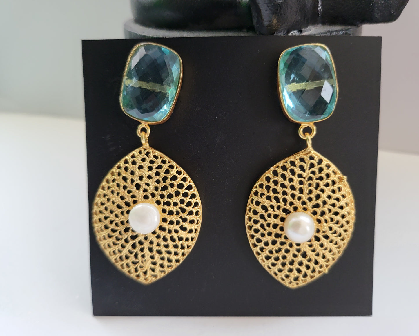 Netted Green Earrings