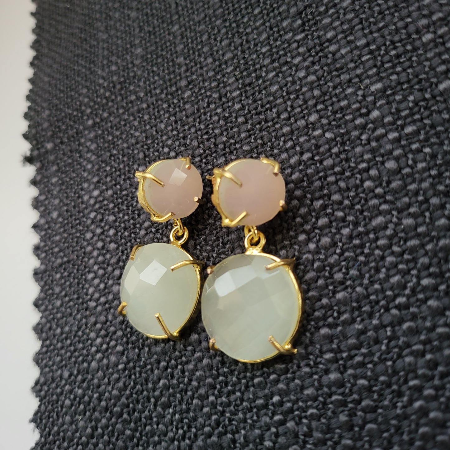 Pink and  White drops Earrings