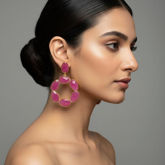 Pink Circle Passionate Earrings
