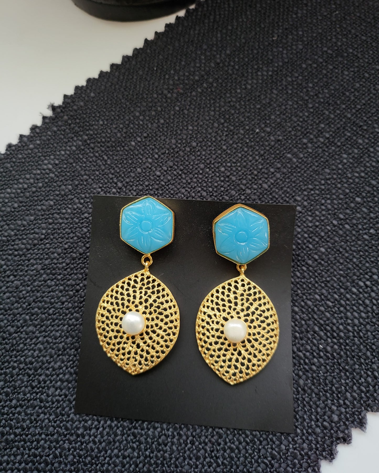 Blue Pentagon Earrings
