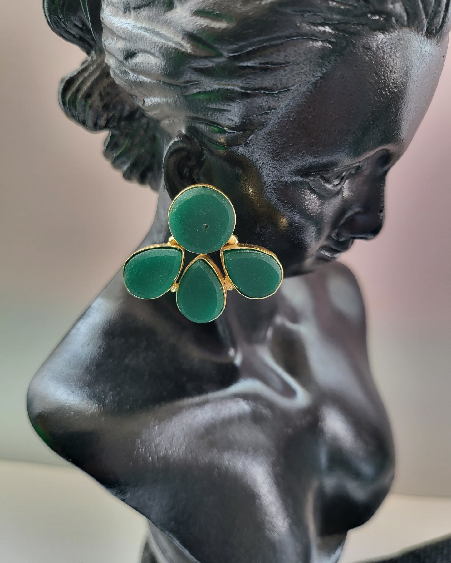 Green Pearl Drop Earrings
