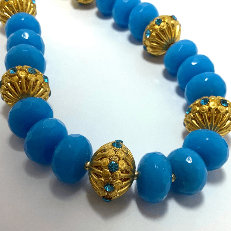 Blue  Stone Necklace with gold work