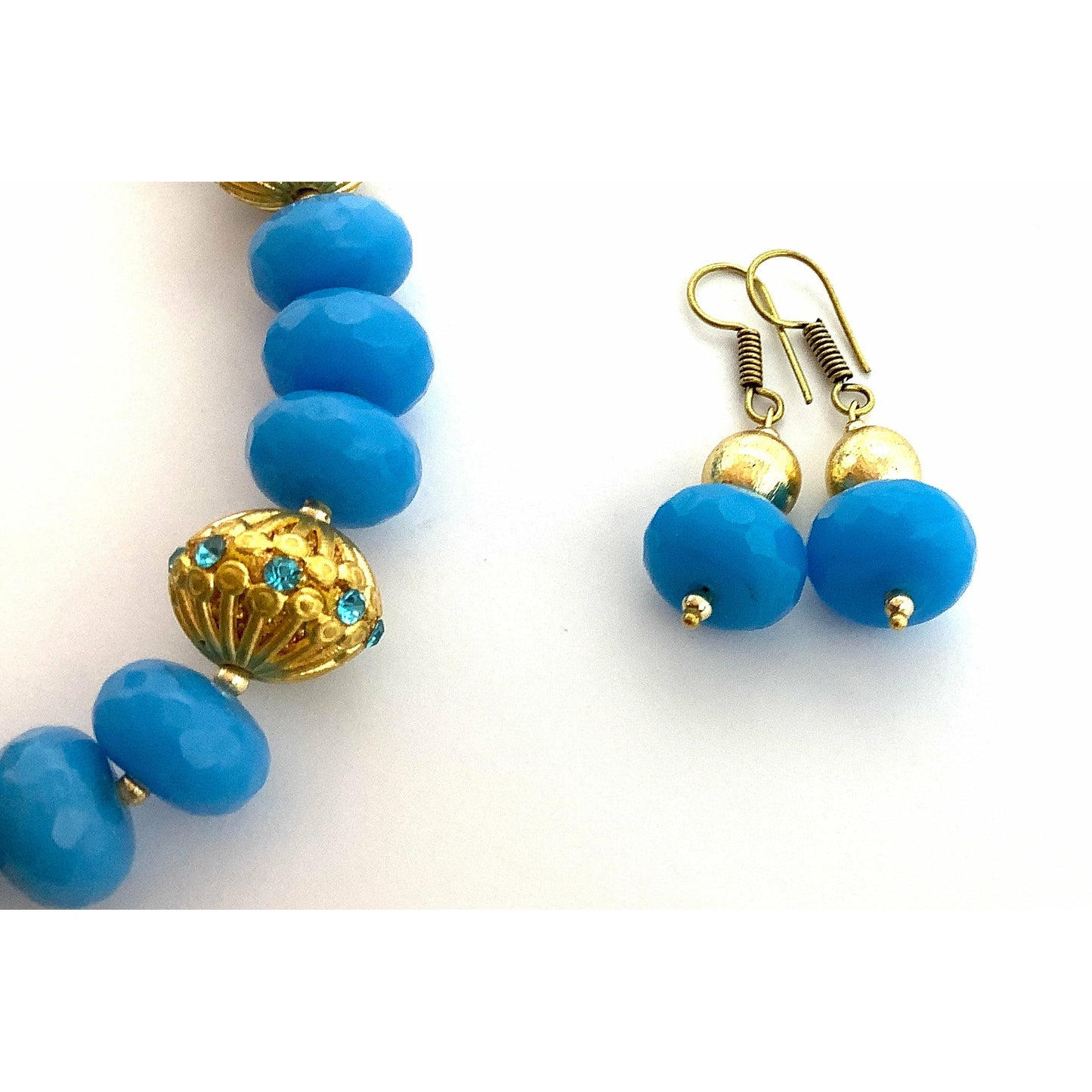 Blue  Stone Necklace with gold work