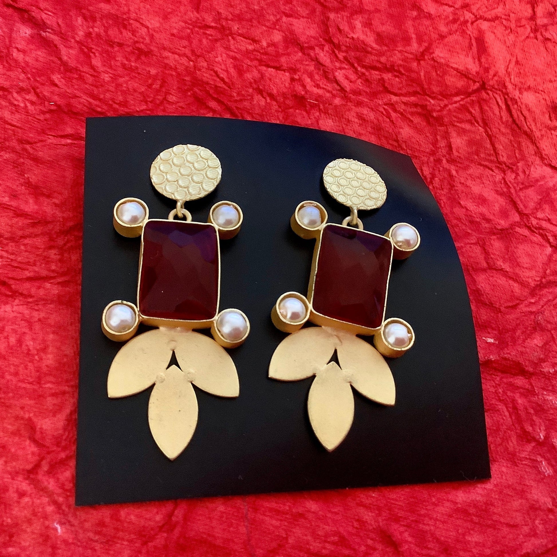 deep red stone earrings 
