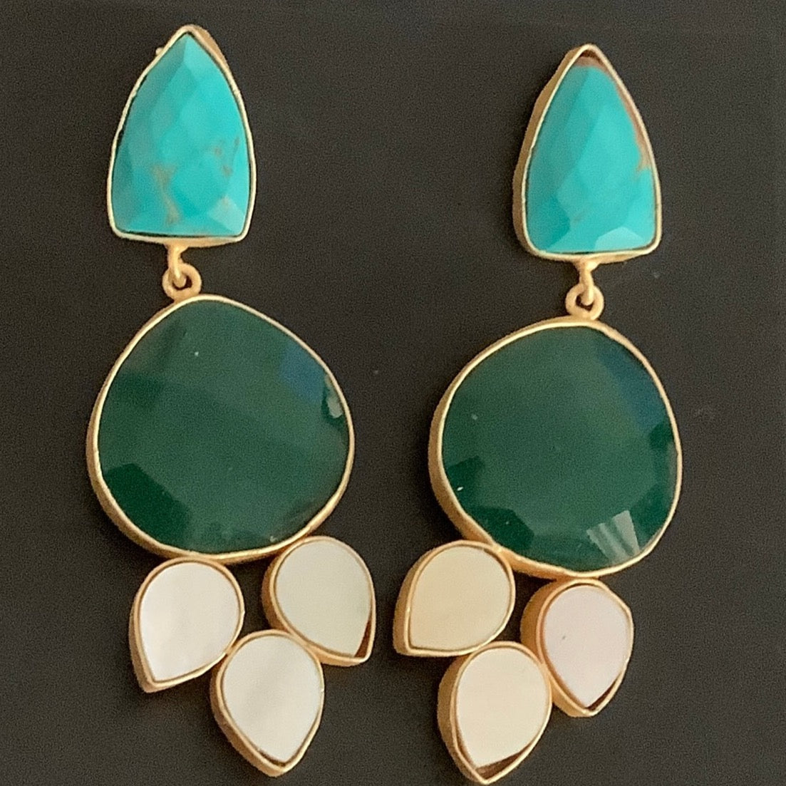 Blue and Green Stone Earrings