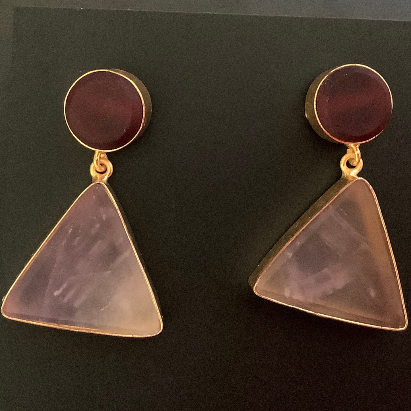 Deep Red and Pink Opal Stone Earrings